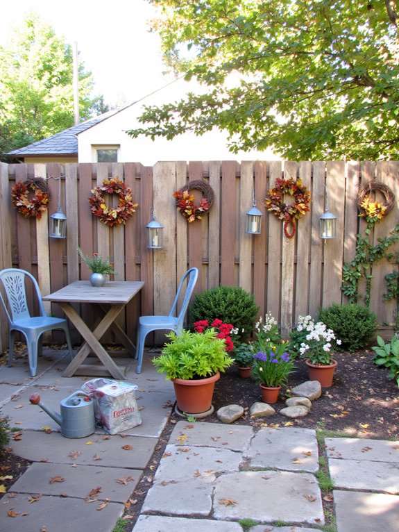 seasonal decor for pallet fence