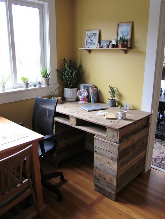 space saving pallet desk