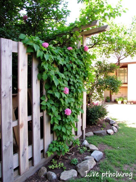trellis enhanced pallet fence garden