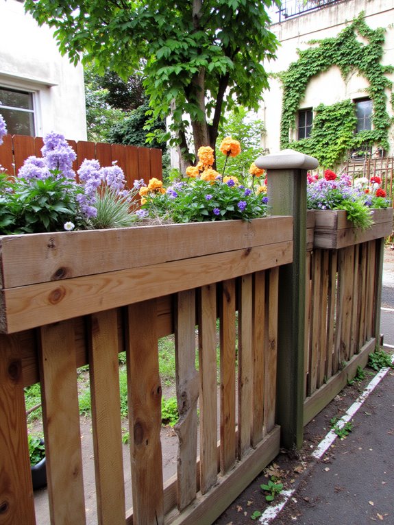 upcycled fence with planters