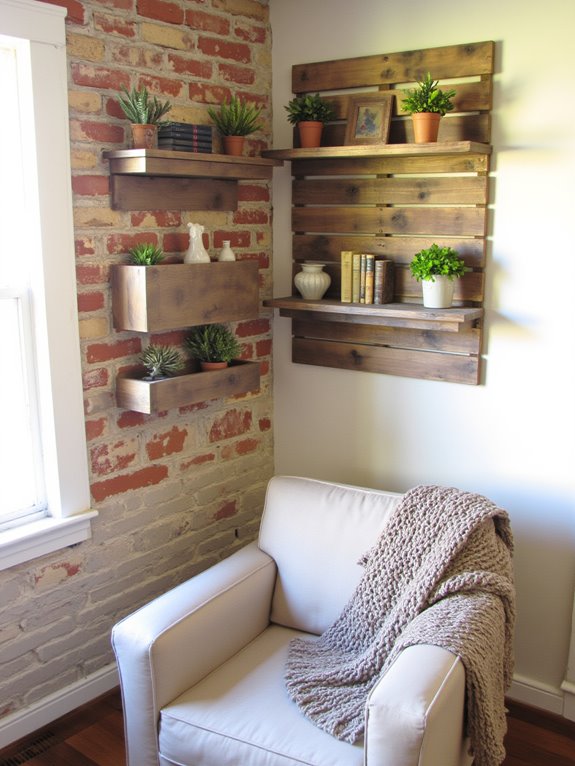 upcycled rustic wall shelves