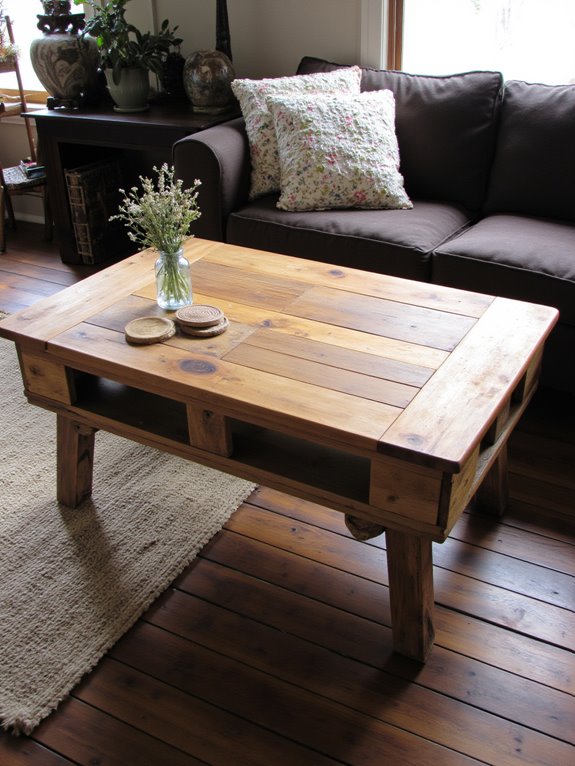 upcycled wood coffee table