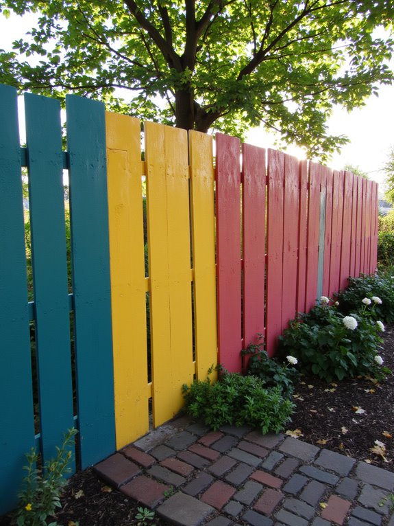 vibrant colored pallet fences