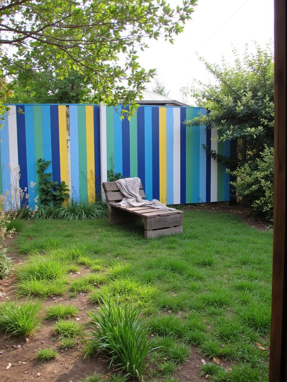 vibrant painted pallet fences
