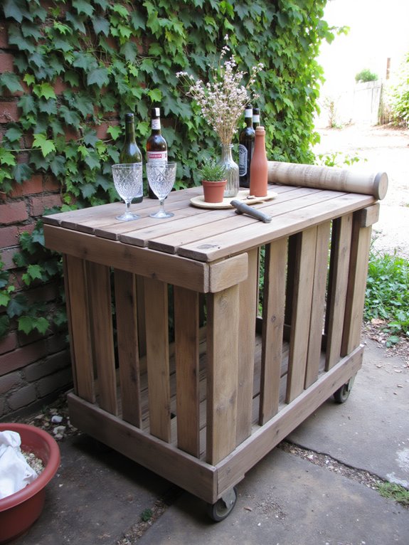 budget friendly pallet bar cart