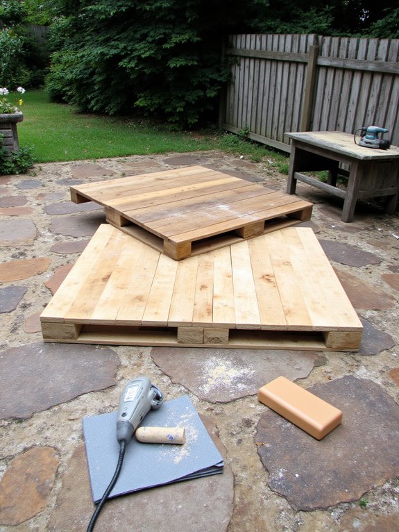cleaning and sanding pallets