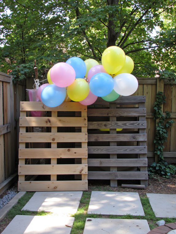 colorful balloon pallet displays