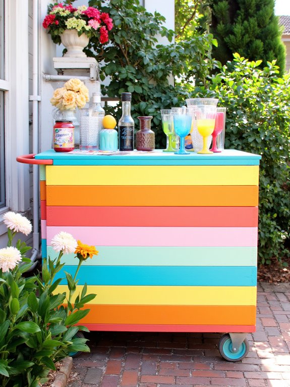 colorful outdoor bar cart