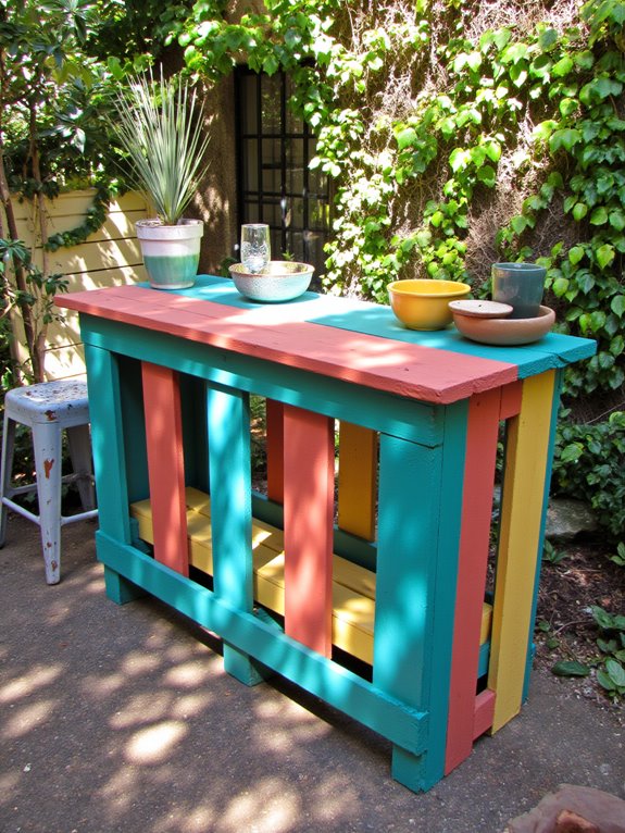 colorful outdoor pallet bars