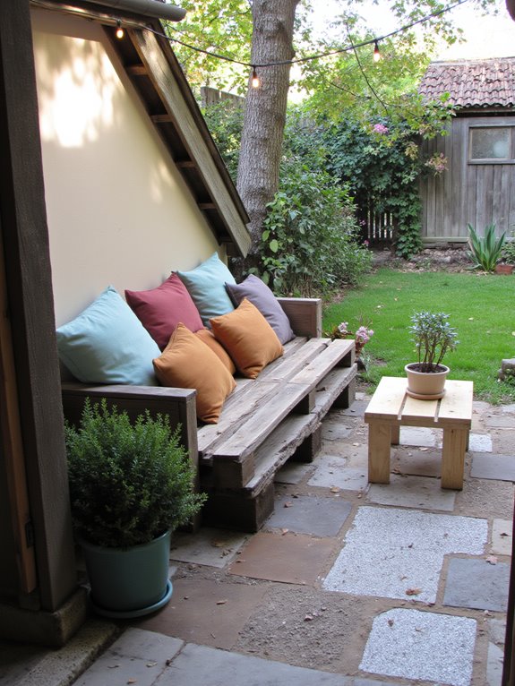 comfortable outdoor pallet benches