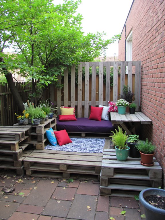 cozy multi level pallet seating