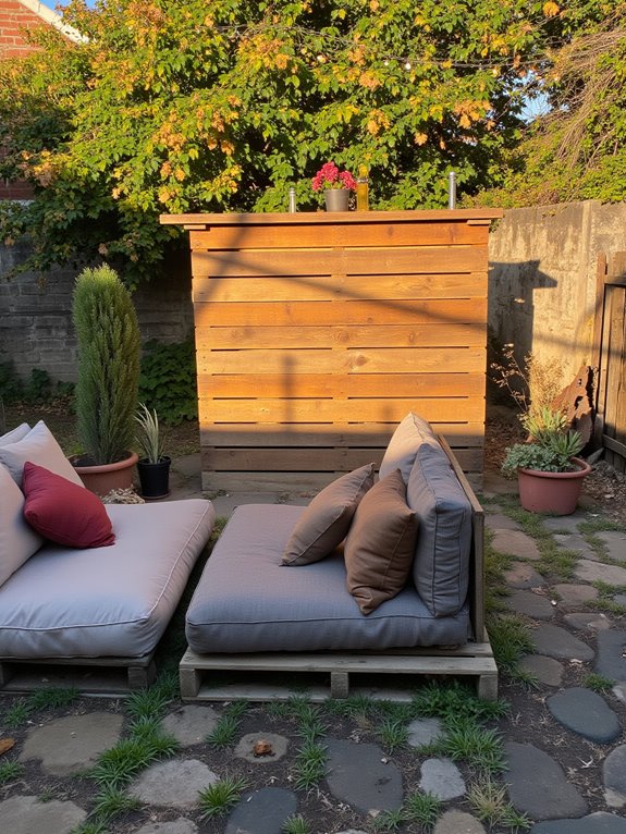 cozy outdoor pallet bar