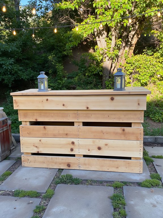 cozy outdoor pallet bar lighting
