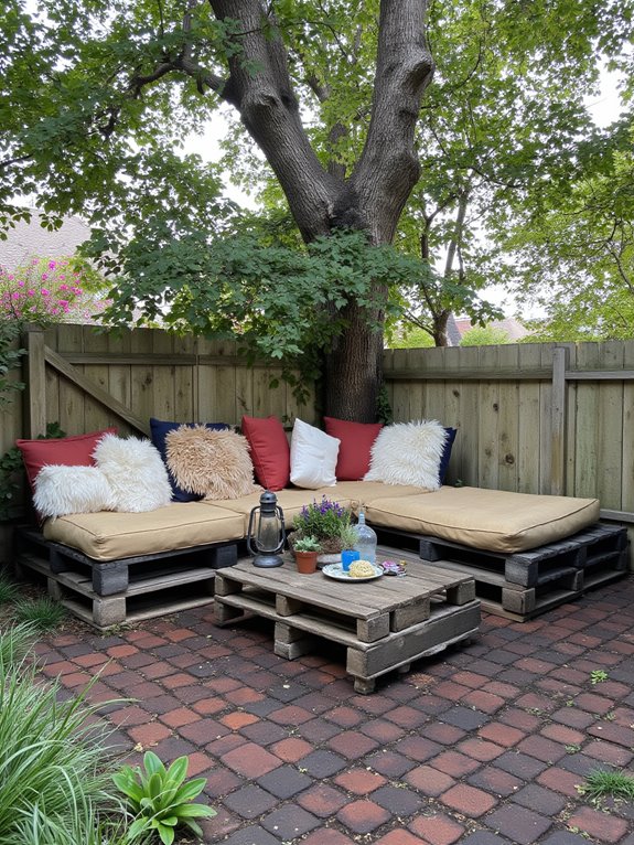 cozy outdoor pallet seating