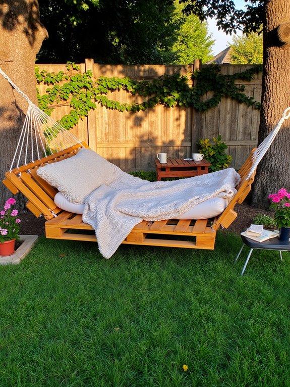 cozy pallet hammock setup