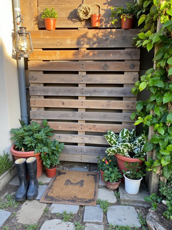 cozy rustic pallet entryway