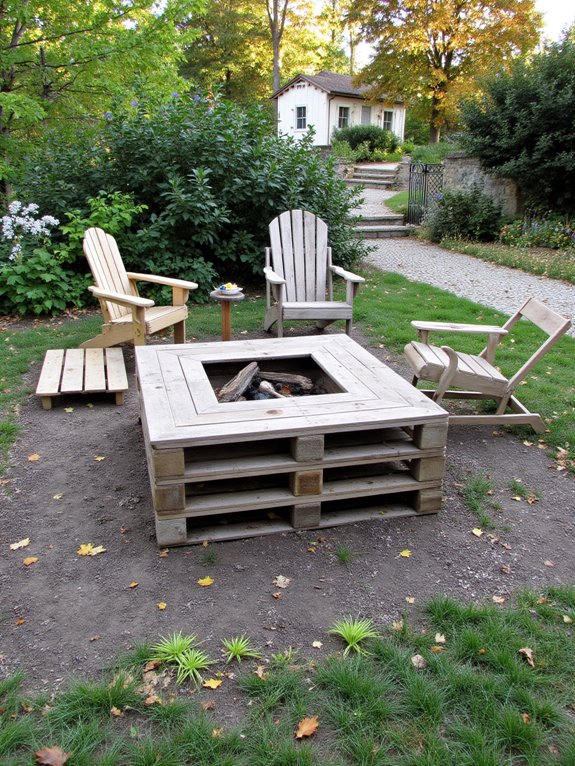 cozy rustic pallet fire pit