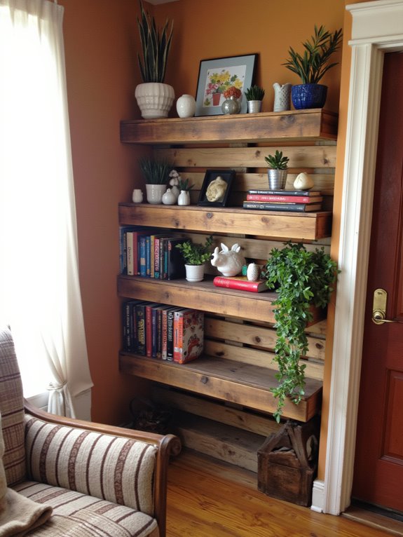 creative rustic pallet shelving