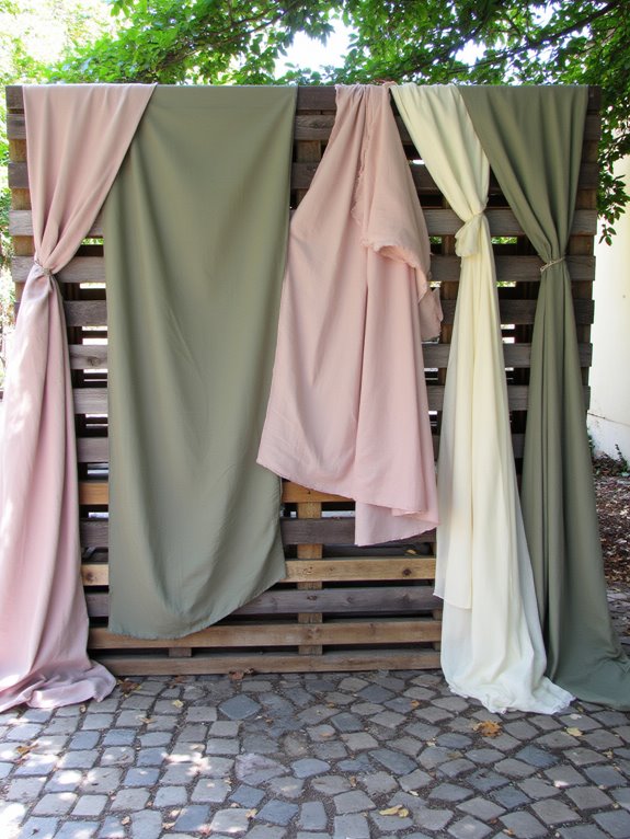 fabrics layered with pallets