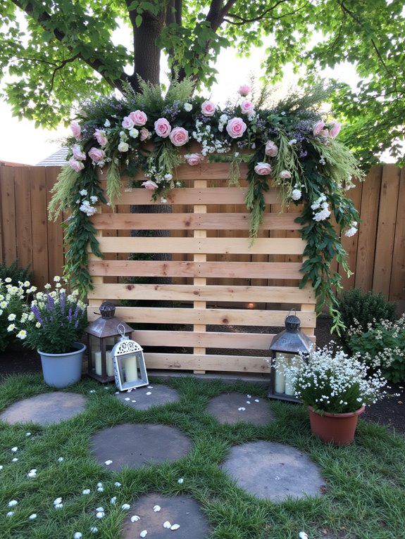 floral accents enhance backdrop