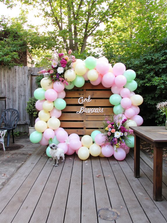 floral balloon backdrop decoration