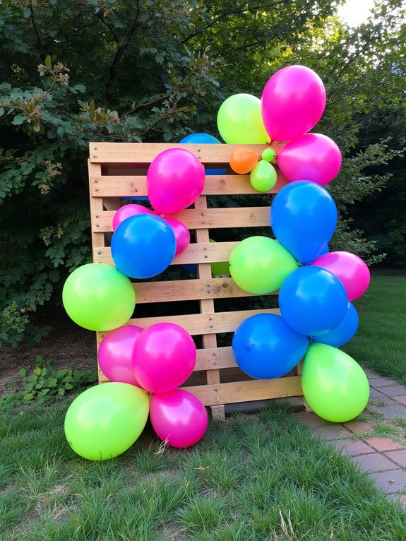 neon balloon backdrop excitement