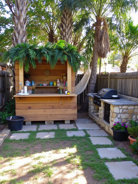 outdoor kitchen tiki bar