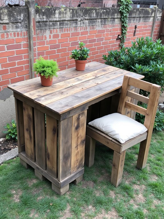 outdoor pallet workspace setup