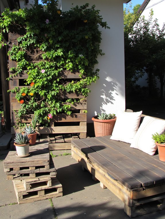 pallet accents enhance garden design