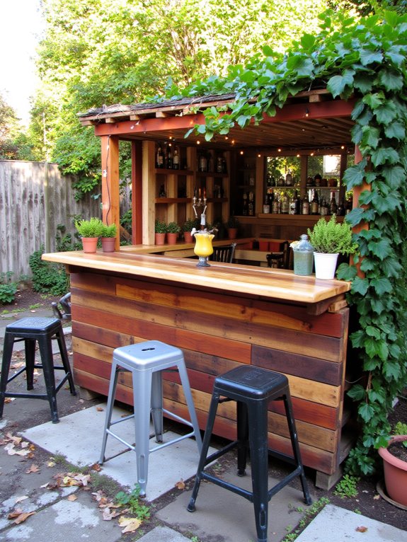 pallet bar enhances outdoor space