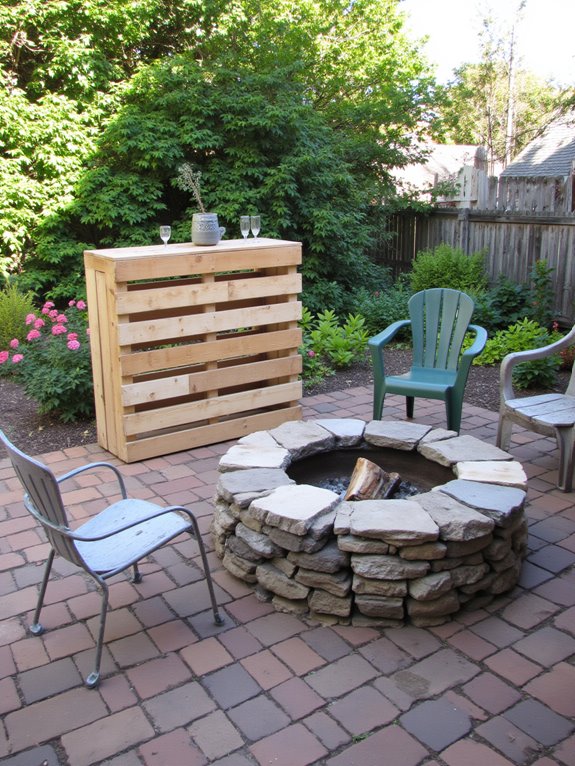 pallet bar with fire pit
