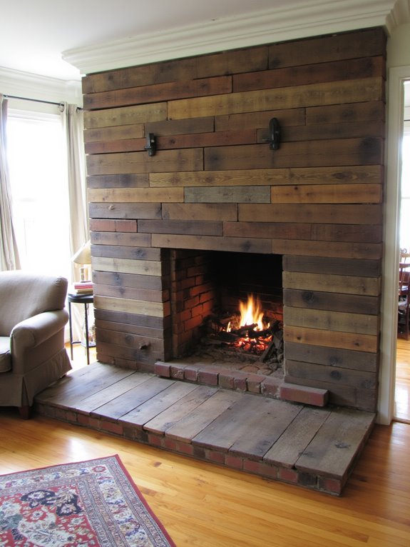 pallet boards frame fireplace