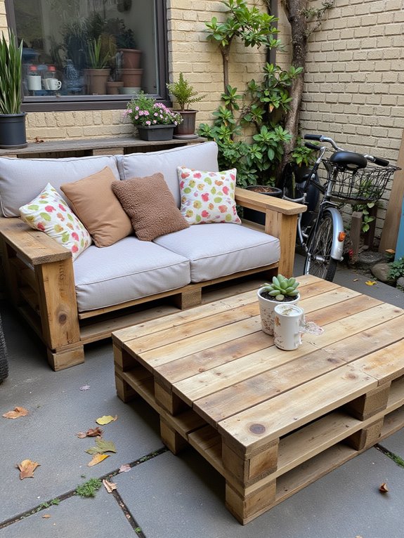 pallet couch with coffee table