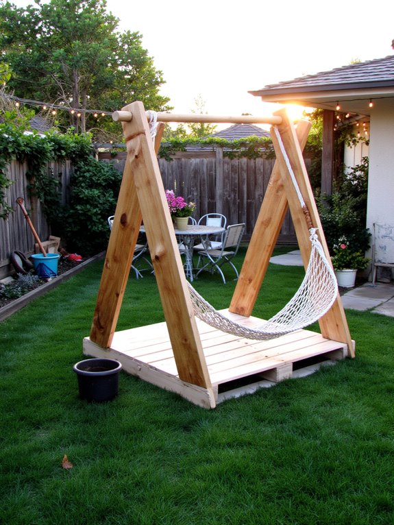 pallet hammock stand creation