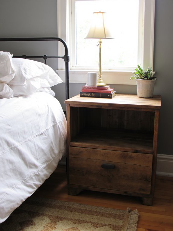 pallet nightstand adds charm