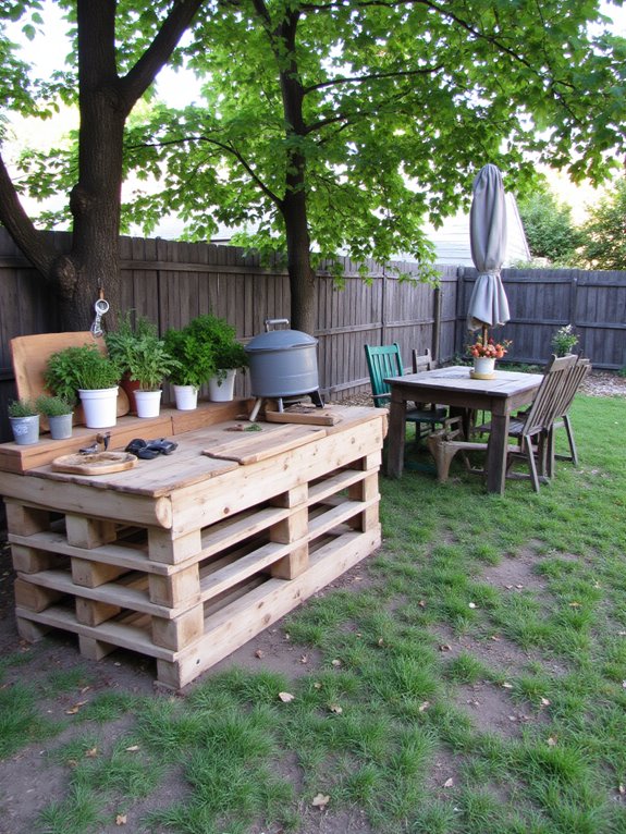 pallet outdoor kitchen setup