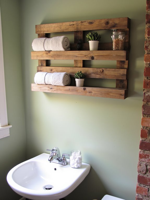 pallet shelf for bathroom storage