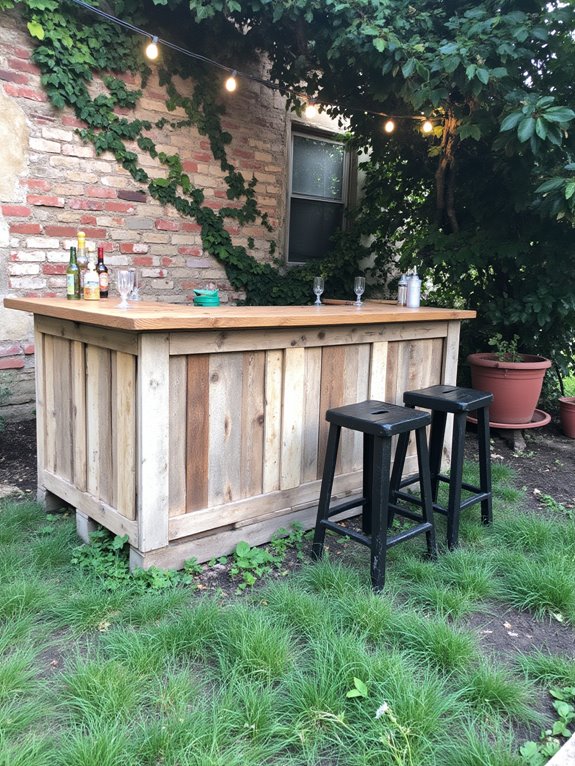 pallets transformed into bar