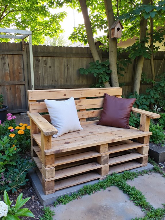 pallets transformed into bench