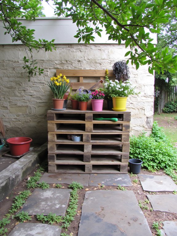 pallets transformed into storage