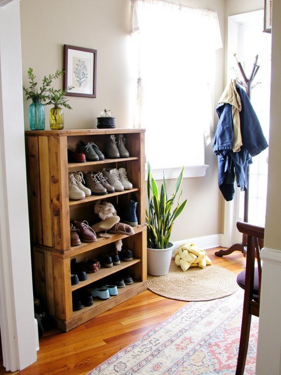 reclaimed pallet shoe organization