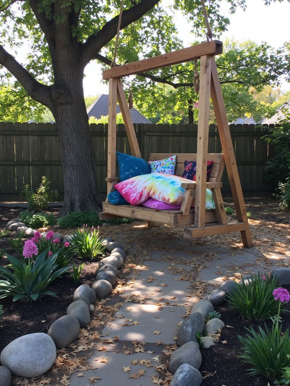 relaxing backyard pallet swing