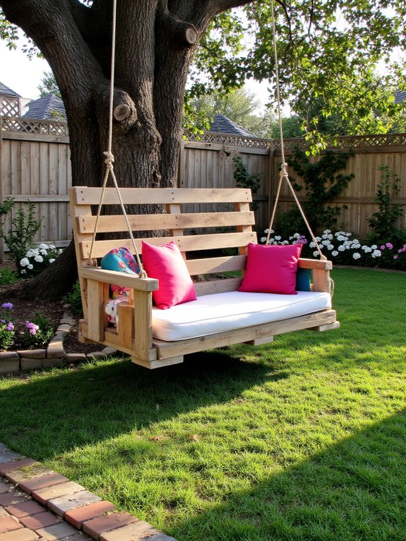 relaxing backyard pallet swing