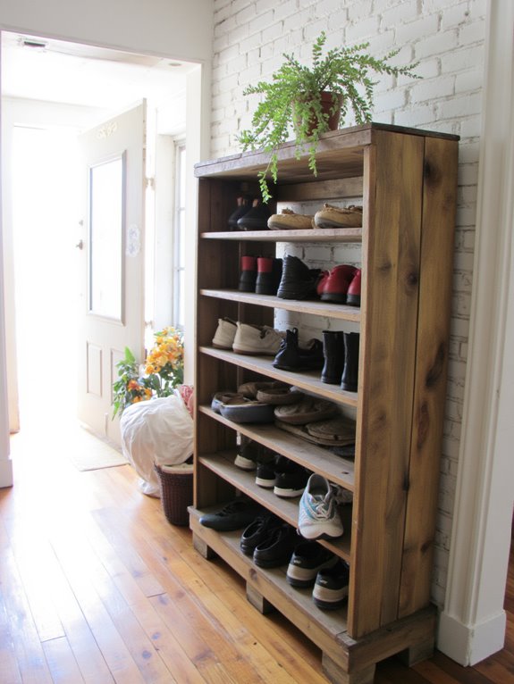 repurposed pallet shoe rack
