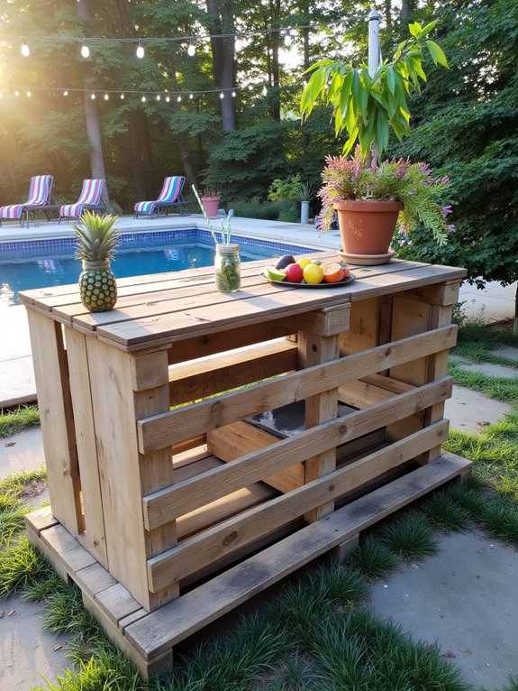 rustic diy pool bar
