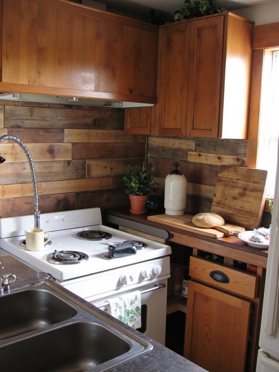 rustic pallet board backsplash