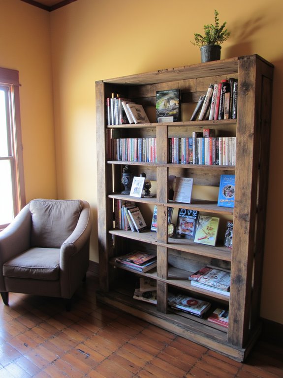 rustic pallet bookshelf creation