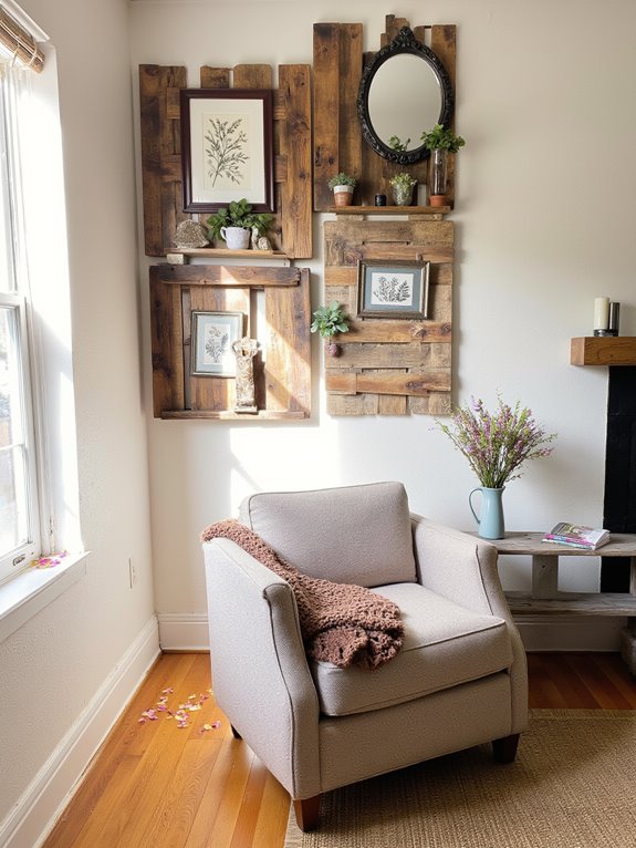 rustic pallet gallery wall