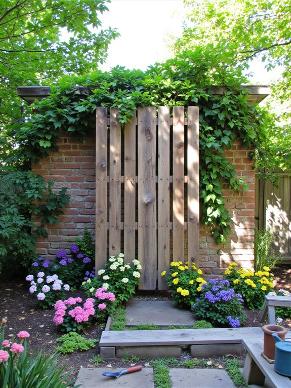 rustic reclaimed pallet trellis