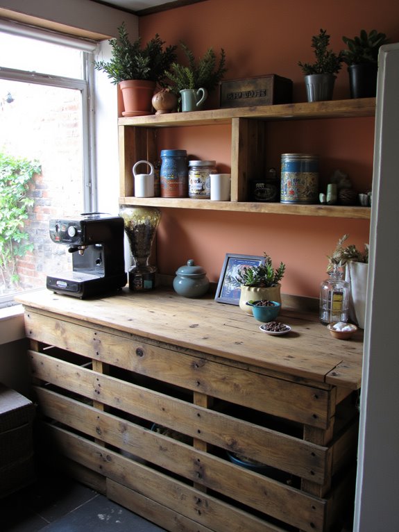 rustic reclaimed wood coffee bar